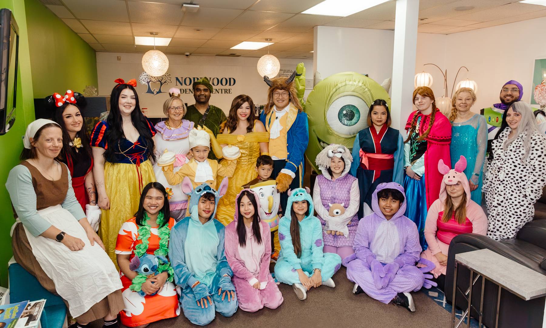 The Norwood Dental Centre team of more than 30 in Disney costumes, ready for community events